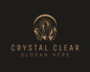 Gold Crystal Gemstone logo design