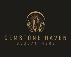 Gold Crystal Gemstone logo design