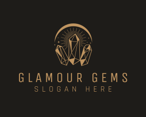 Gold Crystal Gemstone logo design