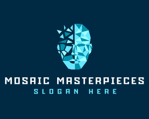 Human Mosaic Face logo design