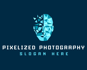 Human Mosaic Face logo design