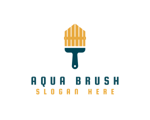 House Fence Paint Brush logo design