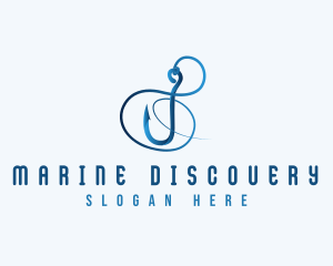 Marine Fishing Hook logo design