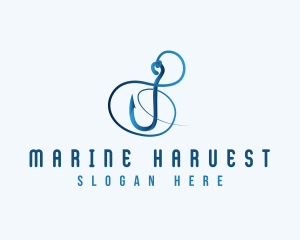 Marine Fishing Hook logo design