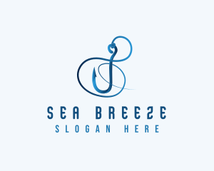 Marine Fishing Hook logo design