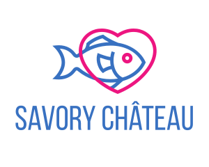 Seafood Fish Heart logo design