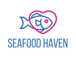 Seafood Fish Heart logo design