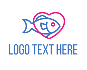 Bass - Seafood Fish Heart logo design