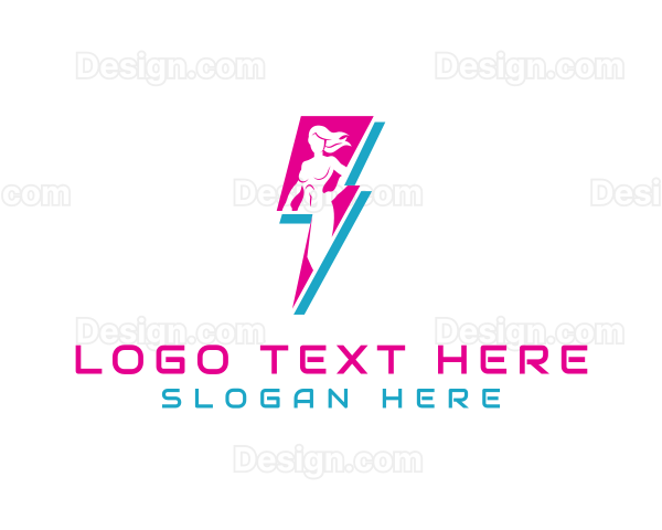 Lightning Superhero Woman Logo