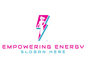 Lightning Superhero Woman logo design