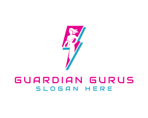 Lightning Superhero Woman logo design