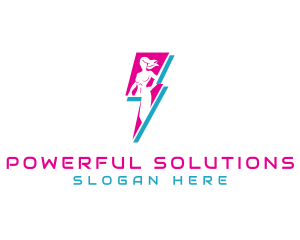 Lightning Superhero Woman logo design