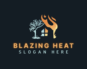 Heating Cooling House logo design