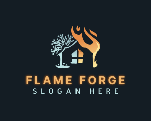 Heating Cooling House logo design