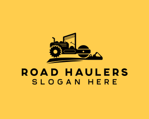 Construction Road Roller Heavy Equipment logo design