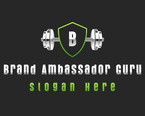 Gym Barbell Shield logo design