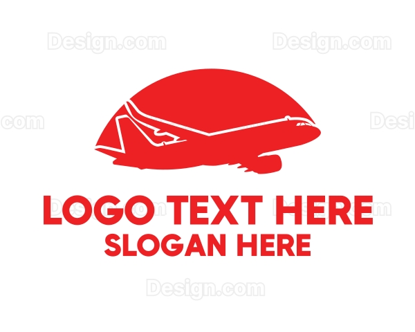 Red Airplane Flying Logo