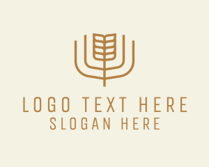 Brown Minimalist Wheat logo design