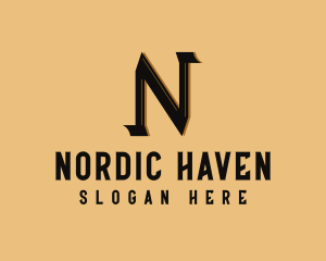 Brown Serif Letter N logo design