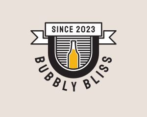 Beer Pub Bottle Banner logo design