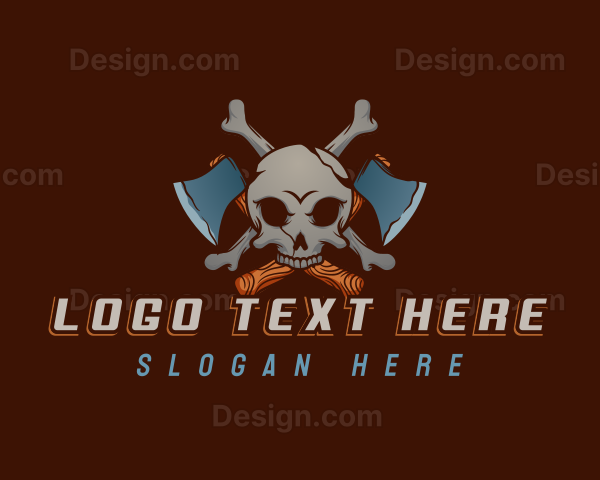 Axe Skull Skeleton Logo