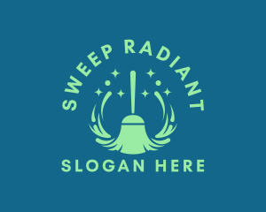 Sweeping Broom Cleaner logo design