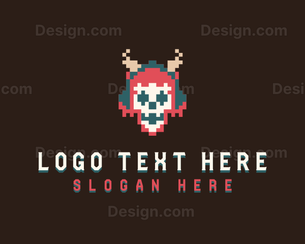 Arcade Pixel Skull Logo