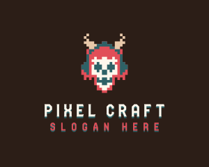 Arcade Pixel Skull logo design