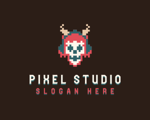 Arcade Pixel Skull logo design