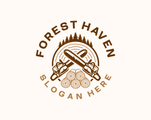 Chainsaw Wood Forest logo design