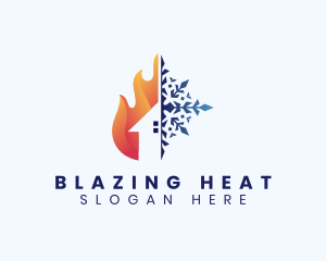 Heating Cooling House logo design