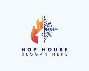 Heating Cooling House logo design