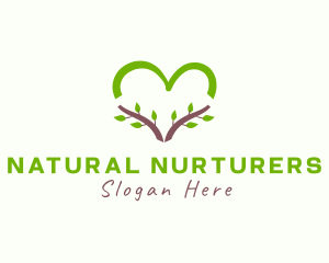 Nature Heart Leaf logo design