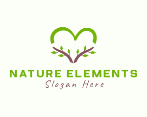 Nature Heart Leaf logo design