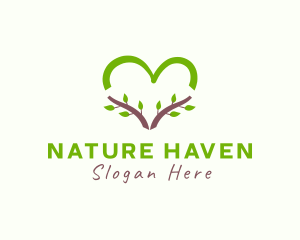 Nature Heart Leaf logo design