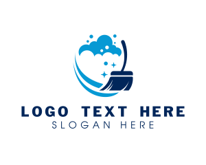 Broom Sweeping Cleaning Logo