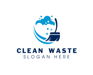 Broom Sweeping Cleaning logo design