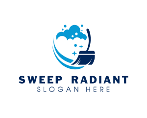 Broom Sweeping Cleaning logo design