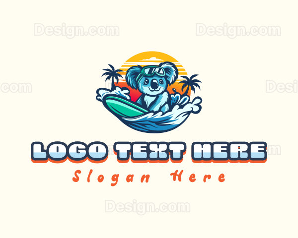 Koala Surfer Surfing Logo