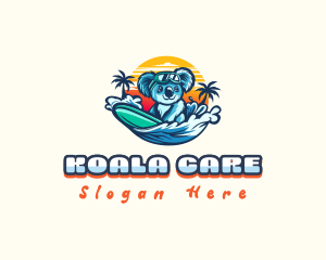 Koala Surfing Wave logo design