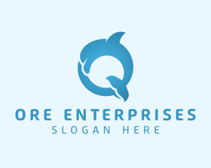 Dolphin Aquarium Letter O logo design