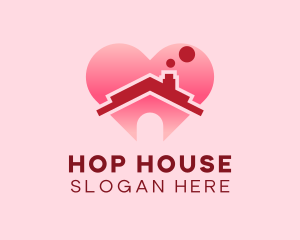 Pink Heart House logo design