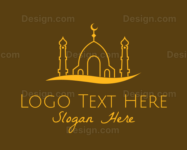 Golden Mosque Outline Logo