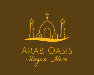 Golden Mosque Outline logo design