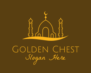 Golden Mosque Outline logo design