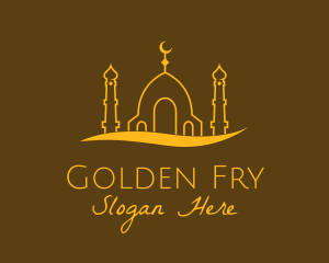 Golden Mosque Outline logo design