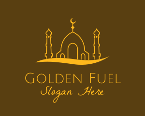 Golden Mosque Outline logo design