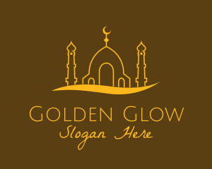 Golden Mosque Outline logo design