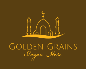 Golden Mosque Outline logo design