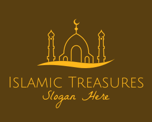 Golden Mosque Outline logo design